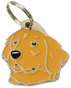 Golden retriever ouro escuro <br> (placa de identificação para cães, Gravado incluído)